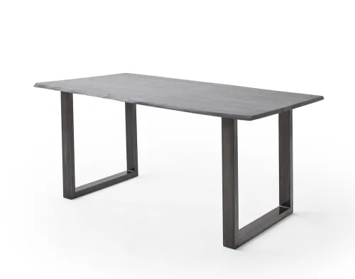 Esstisch Calabria | Akazie massiv | U-Gestell | grau / antik gewischt | 160 x 90-Tischplatte 2,5 cm