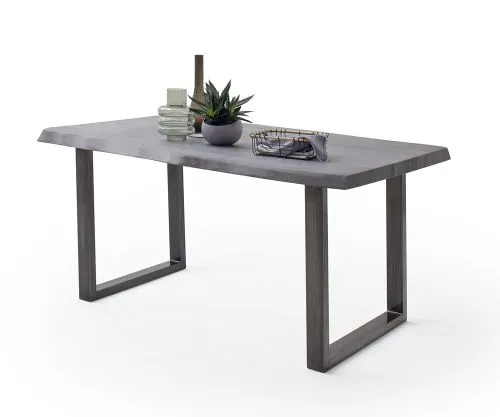 Esstisch Calabria | Akazie massiv | U-Gestell | grau / antik gewischt | 200 x 100 -Tischplatte 5,5 cm
