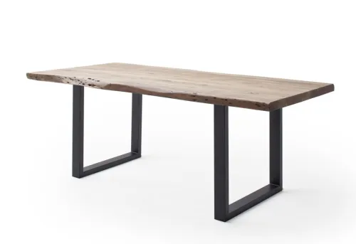 Esstisch Calabria | Akazie massiv | U-Gestell | natur / anthrazit | 200 x 100 -Tischplatte 5,5 cm