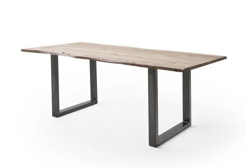 Esstisch Calabria | Akazie massiv | U-Gestell | natur / antik gewischt | 180 x 100-Tischplatte 3,5 cm