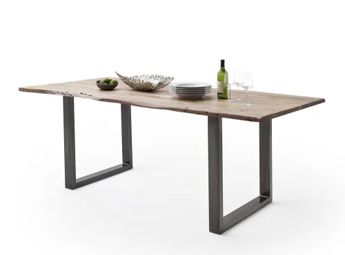 Esstisch Calabria | Akazie massiv | U-Gestell | natur / antik gewischt |180 x 90-Tischplatte 2,5 cm