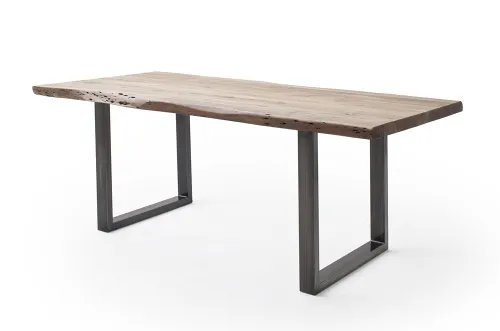 Esstisch Calabria | Akazie massiv | U-Gestell | natur / antik gewischt | 240 x 100-Tischplatte 5,5 cm