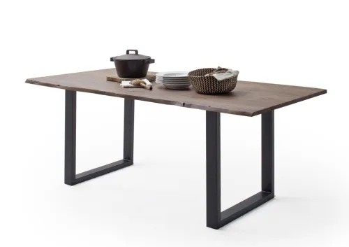 Esstisch Calabria | Akazie massiv | U-Gestell | walnuss / anthrazit | 180 x 90-Tischplatte 2,5 cm
