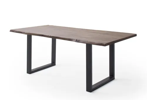 Esstisch Calabria | Akazie massiv | U-Gestell | walnuss / anthrazit | 200 x 100 -Tischplatte 3,5 cm