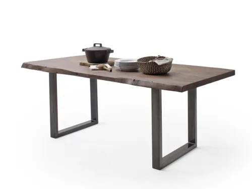 Esstisch Calabria | Akazie massiv | U-Gestell | walnuss / anthrazit | 240 x 100-Tischplatte 5,5 cm
