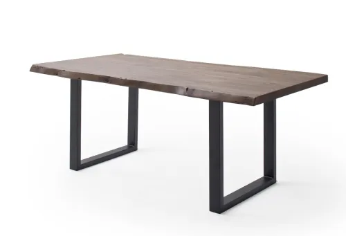 Esstisch Calabria | Akazie massiv | U-Gestell | Walnuss / antik gewischt | 200 x 100 -Tischplatte 5,5 cm