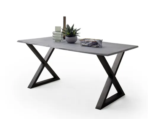 Esstisch Calabria | Akazie massiv | X-Gestell | grau / anthrazit | 160 x 90-Tischplatte 2,5 cm