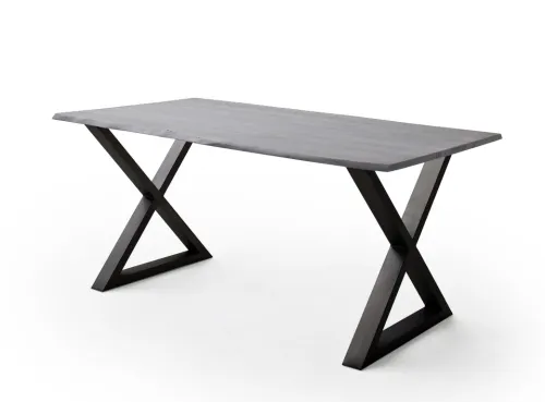 Esstisch Calabria | Akazie massiv | X-Gestell | grau / anthrazit | 160 x 90-Tischplatte 2,5 cm