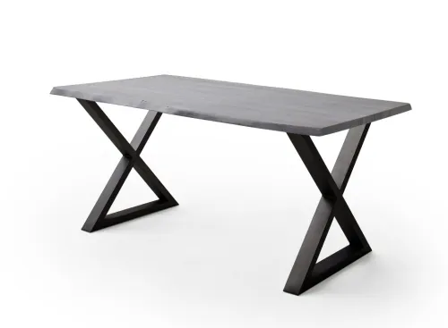 Esstisch Calabria | Akazie massiv | X-Gestell | grau / anthrazit | 180 x 100-Tischplatte 3,5 cm