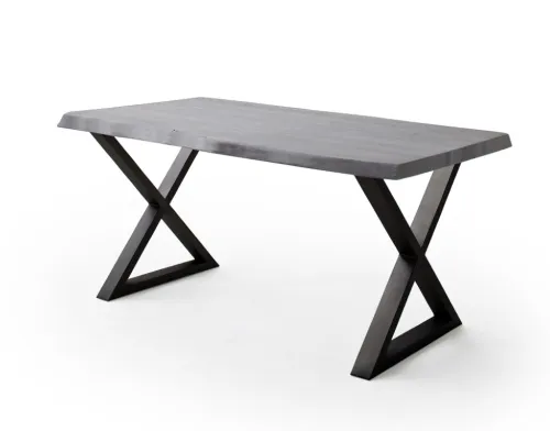 Esstisch Calabria | Akazie massiv | X-Gestell | grau / anthrazit | 240 x 100-Tischplatte 5,5 cm