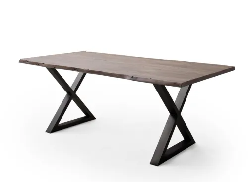 Esstisch Calabria | Akazie massiv | X-Gestell | walnuss / anthrazit | 200 x 100 -Tischplatte 3,5 cm