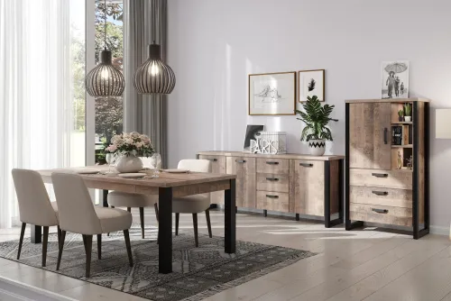 Esstisch Emile | 160 x 90 | Eiche Tabak / Schwarz