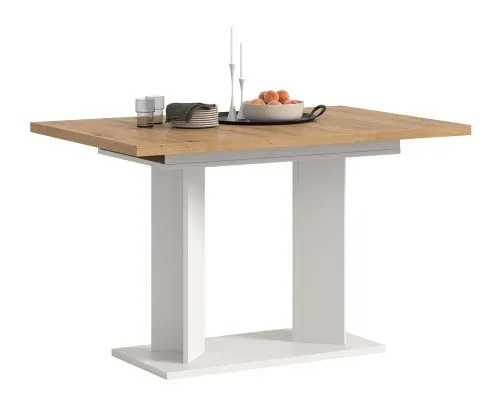 Esstisch Gustav | ausziehbar | Artisan Eiche / weiß | B: 120-160 cm