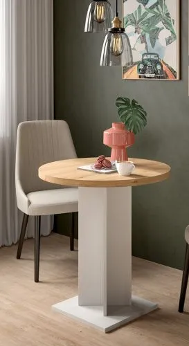Esstisch Gustav rund | 70 cm | Artisan Eiche / weiß