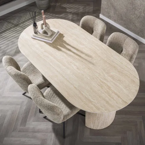 Esstisch Homa | Keramik Travertin | 180 cm | beige