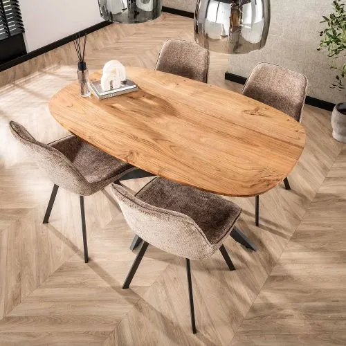 Esstisch Lako | oval | 150 cm | Akazie massiv | Natur