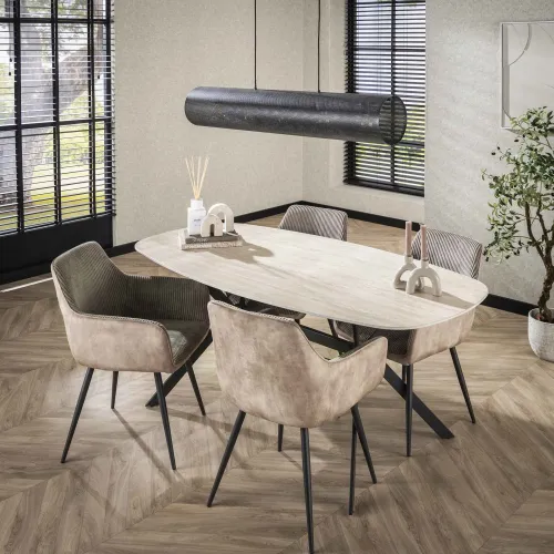 Esstisch Mindo oval | Keramik Travertin | 180 cm