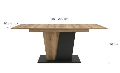 Esstisch Molina 1 | 150(230)x90 | Evoke Oak / Basalt grau