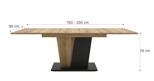Esstisch Molina 1 | 150(230)x90 | Evoke Oak / Basalt grau