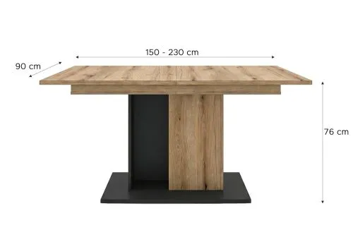 Esstisch Molina | 150(230)x90 | Evoke Oak / Basalt grau
