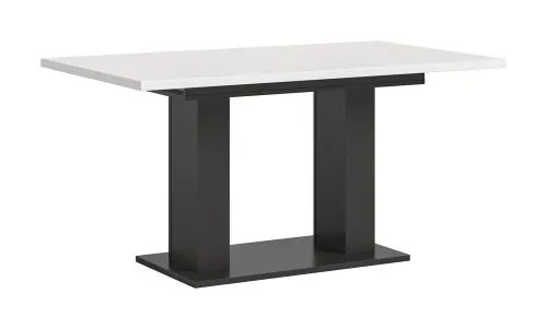 Esstisch Motion 1a | ausziehbar | Doppelsäulen-Fußgestell | weiß / grau | 150(190)x90