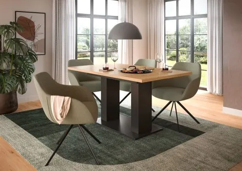 Esstisch Motion | ausziehbar | Doppelsäulen-Fußgestell | Artisan Eiche / grau | 150(190)x90