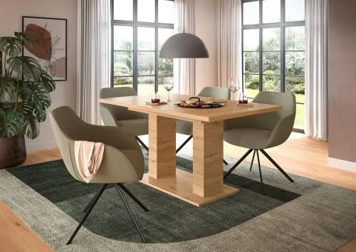 Esstisch Motion | ausziehbar | Doppelsäulen-Fußgestell | Eiche Artisan | 150(190)x90