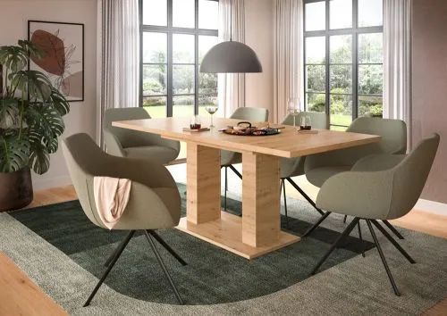 Esstisch Motion | ausziehbar | Doppelsäulen-Fußgestell | Eiche Artisan | 150(190)x90