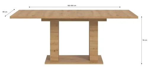 Esstisch Motion | ausziehbar | Doppelsäulen-Fußgestell | Eiche Artisan | 150(190)x90