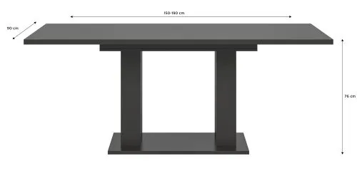 Esstisch Motion | ausziehbar | Doppelsäulen-Fußgestell | grau | 150(190)x90