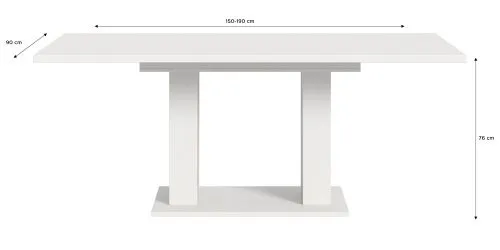 Esstisch Motion | ausziehbar | Doppelsäulen-Fußgestell | weiß | 150(190)x90
