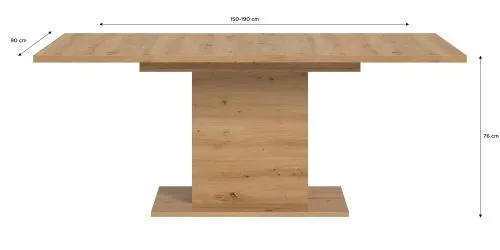 Esstisch Motion | ausziehbar | Säulen-Fußgestell | Eiche Artisan | 150(190)x90
