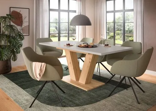 Esstisch Motion | ausziehbar | V-Fuß | Kaschmir / Artisan |150(190)x90