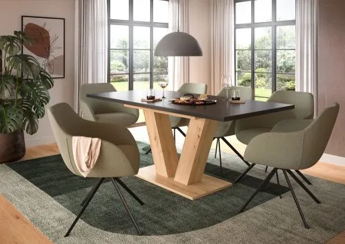 Esstisch Motion | ausziehbar | V-Fußgestell | Artisan Eiche / grau | 150(190)x90