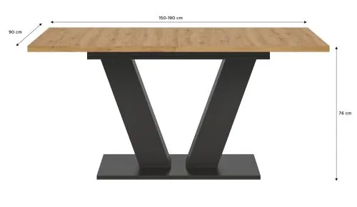 Esstisch Motion | ausziehbar V-Fußgestell Eiche / grau 150(190)x90