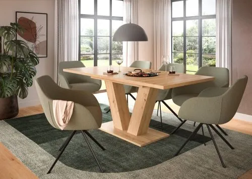 Esstisch Motion | ausziehbar | V-Fußgestell | Eiche Artisan | 150(190)x90