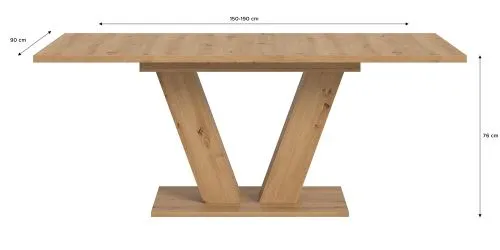 Esstisch Motion | ausziehbar | V-Fußgestell | Eiche Artisan | 150(190)x90