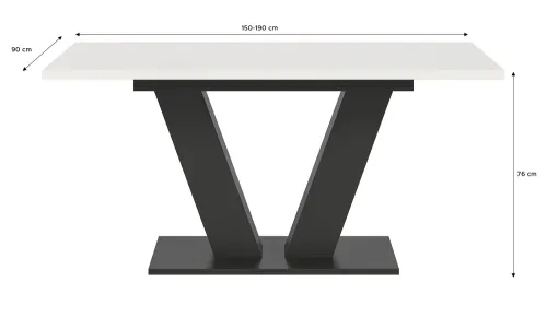 Esstisch Motion | ausziehbar V-Fußgestell | weiß / grau 150(190)x90