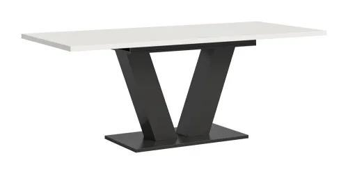 Esstisch Motion | ausziehbar V-Fußgestell | weiß / grau 150(190)x90