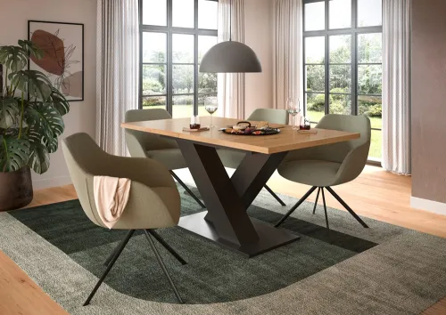 Esstisch Motion | ausziehbar | X-Fußgestell Eiche / grau |150(190)x90