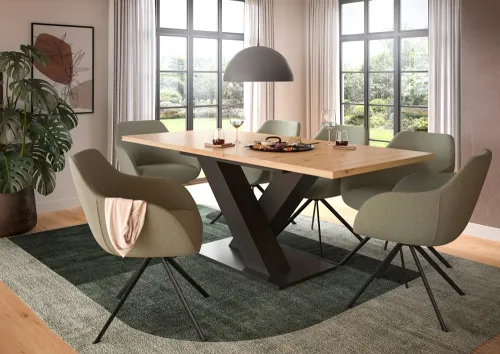 Esstisch Motion | ausziehbar | X-Fußgestell Eiche / grau |150(190)x90