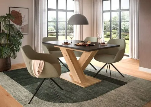 Esstisch Motion | ausziehbar | X-Fußgestell | Artisan Eiche / grau | 150(190)x90