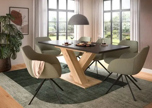 Esstisch Motion | ausziehbar | X-Fußgestell | Artisan Eiche / grau | 150(190)x90