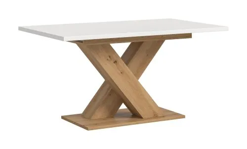 Esstisch Motion | ausziehbar | X-Fußgestell in weiß | Artisan Eiche / weiß | 150(190)x90