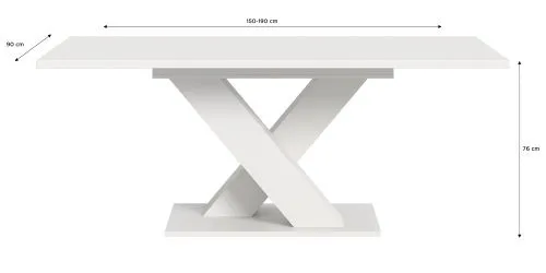 Esstisch Motion | ausziehbar | X-Fußgestell | weiß | 150(190)x90