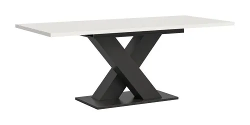 Esstisch Motion | ausziehbar | X-Fußgestell | weiß / grau 150(190)x90