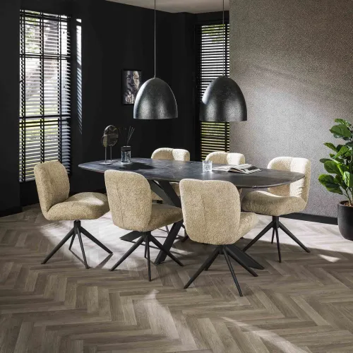 Esstisch Payson oval | Marmor Optik | 215x105 cm