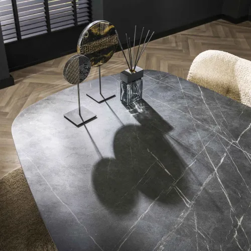 Esstisch Payson oval | Marmor Optik | 215x105 cm
