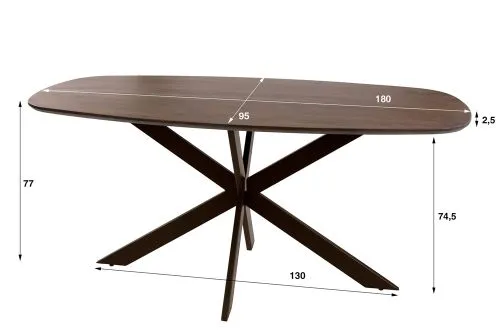 Esstisch Poem | 180cm | dänisch oval | Akazie massiv | braun