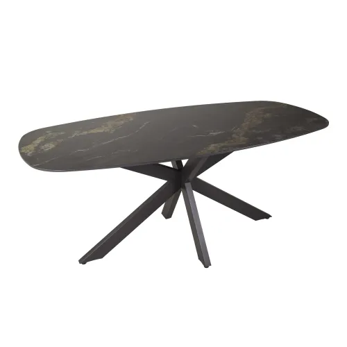 Esstisch Silva oval | Keramik fossil | schwarz | 180 cm